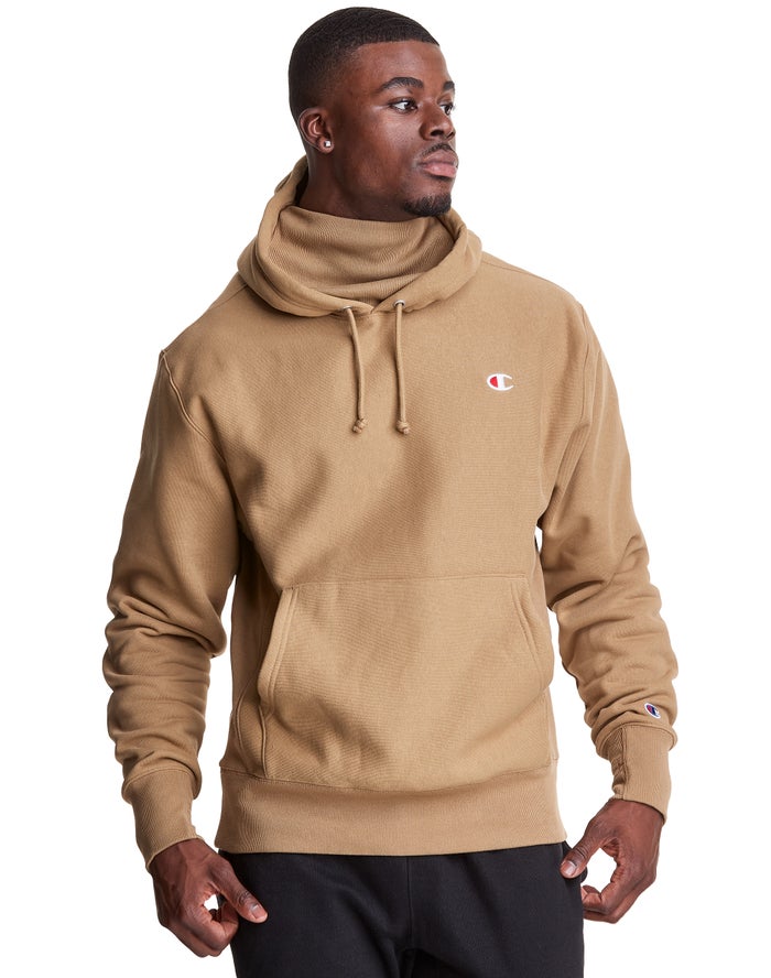 Champion Defender Series Reverse Weave® With Attached Ribbed Inset Mask - Miesten Khaki Huppari - Su